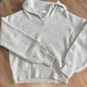 Oatmeal half zip Knit Sweater